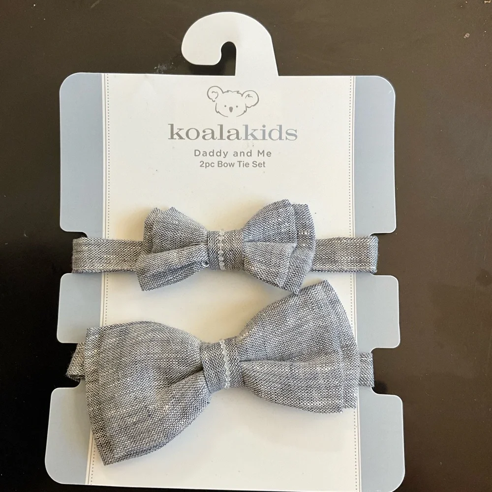 Koala Kids Grey Daddy and Me Bow Tie Set - 2pc
